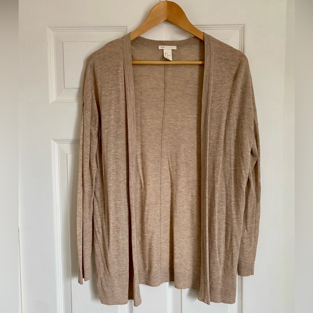 H&M Tan Open Front Cardigan Sweater Lightweight